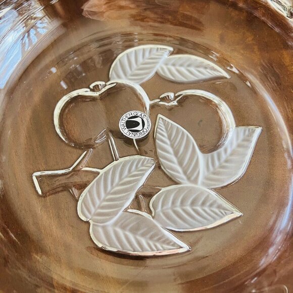 Vintage Walther-Glas Germany Pie Baking Dish Fruit Leaf Clear Glass NOS w Box - Picture 3 of 11